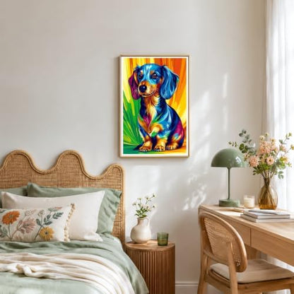 NXIKYO Framed Dachshund Dog Paint by Numbers Kit for Adults Beginner, Colorful Puppy Easy Paint by Numbers Canvas with Frame, DIY Painting Kit for Relaxing Home Wall Decor Gift 8x12 Inch - Image 6