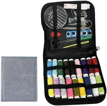 Tressify 29 Piece Diy Embroidery Book Set, Gray Cotton Linen, 18 Color Threads Included, Mini Sewing Kit For Beginners, Portable Travel Design by Unknown