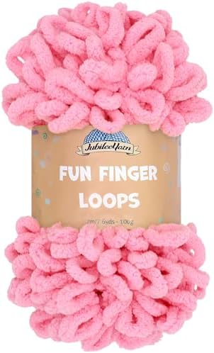 JubileeYarn Fun Finger Loops Yarn - Tickled Pink - 1 Skein by BambooMN