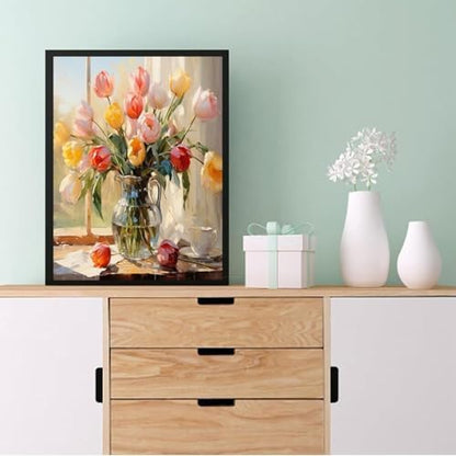 Eiazuiks Stamping Cross Stitch Kit, Tulip Counting Cross Stitch Kit for Adult Beginners, Full Line DIY Stitching Kit for Home Decor Cross Stitch Patterns 12x16 inches - Image 4
