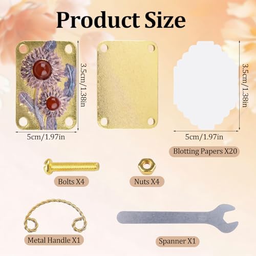 WANDIC Mini Metal Flower Press Kit,Pocket Flower Press Portable Pressing Machine for DIY Craft Making Art Projects Scrapbooking Bookmark - Image 2