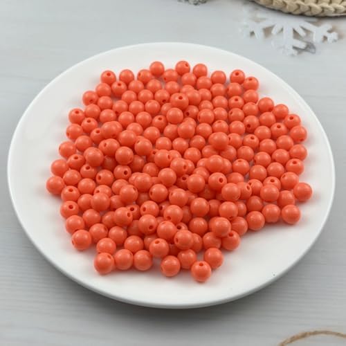 200pcs Acrylic Round Beads for Crafts 10mm Resin Candy Color Spacer Beads with Hole for Jewelry Making Sewing Crafts Decoration Necklaces Bracelets Earrings Supplies(Orange) - Image 2
