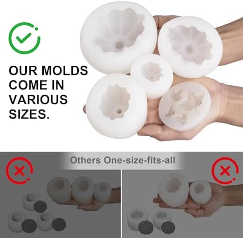 MGLIFEUL 6 pcs Large Halloween Pumpkin Maple Leaf Silicone Candle Mold - Image 4