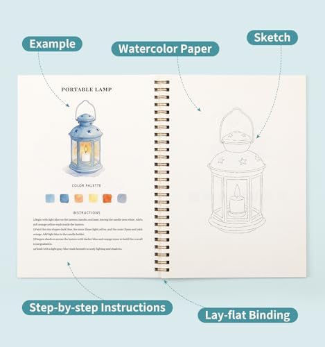 Watercolor Workbook with 12 Nature Patterns, 50 Colors Watercolor Paint Set - Image 5