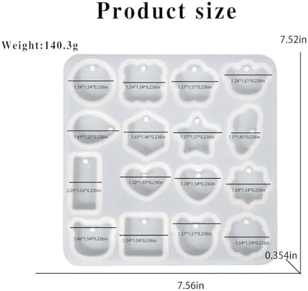 TZIFQO Keychain Resin Molds Silicone with Hole,16 Cavities UV Resin Jewelry Pendant Mold for DIY Epoxy Resin Molds for Keychain Pendant Jewelry Making - Image 2