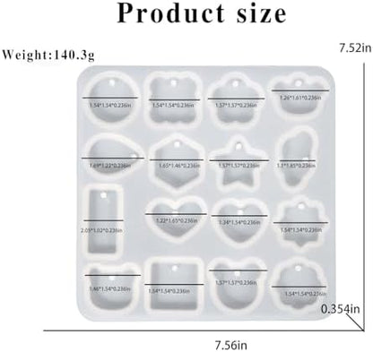 TZIFQO Keychain Resin Molds Silicone with Hole,16 Cavities UV Resin Jewelry Pendant Mold for DIY Epoxy Resin Molds for Keychain Pendant Jewelry Making - Image 2