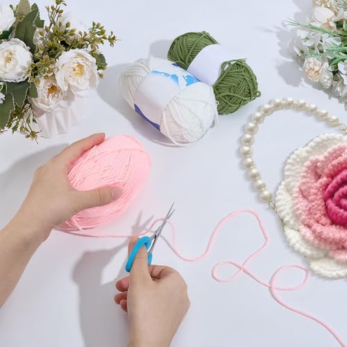 FREEBLOSS Rose Crochet Bag Kit with Video Tutorials Knitted Rose Handbag Crochet Kit for Beginners Adults Handmade Bags for Gift Adult Crafts Projects - Image 4