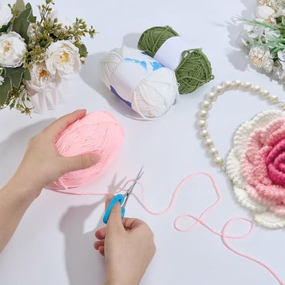 FREEBLOSS Rose Crochet Bag Kit with Video Tutorials Knitted Rose Handbag Crochet Kit for Beginners Adults Handmade Bags for Gift Adult Crafts Projects - Image 4