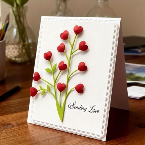 Lapoo Flowers Cutting Die for Scrapbooking - Durable Metal Cutting Die for DIY Scrapbook Photo Album Decorative Paper Card, Metal Card Making Supplies (Heart-Shaped Flower 4.3 x 2.2 in) - Image 3