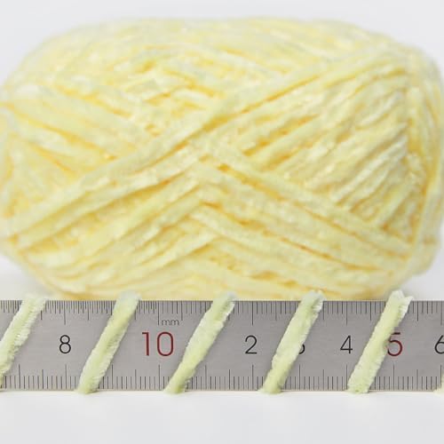 NICEEC 3 Skeins Soft Chenille Yarn 3 x85m (3X 93yds, 3X 50g)_Light Yellow - Image 3
