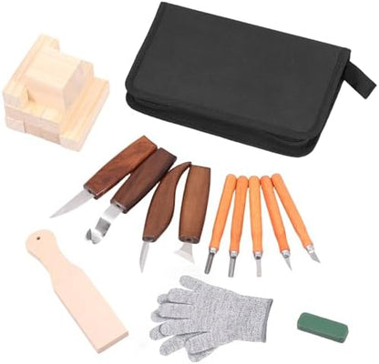 Wood Carving Kit, 23pcs Wood Carving Tools with 4 Wood Carving Knives 5 Detail Knives 9 Blocks, Whittling Kit DIY Art Craft Gift for Adults by Unknown