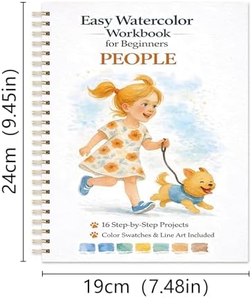 Watercolor Workbook for Beginners – People, 16 Original Watercolor Projects, Lay-Flat Watercolor Paper Book(9.45 × 7.48 in), Water Coloring Book for Adults, Art Gift - Image 2
