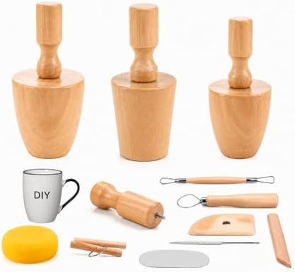 Pottery Molds for Handbuilding, 3 Sizes Ceramic Molds for Clay Mugs, 19oz/15oz/11oz Cup Forms with Ceramic Tools for Pottery, Sponge Scraper Rib Clay Knife, Beginner DIY Kit by Unknown