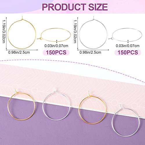 OIIKI 300PCS Earring Beading Hoops, 25mm Gold/Silver Plated Findings - Image 2