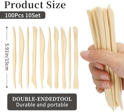 Decorniqu 100 Pcs 10 Set Plastic Clay Sculpting Tools Double Ended Pottery Modeling Clay Tools Reusable Polymer Carving Cutters Supplies for Carving Styling Embossing Air Dry Clay Crafts - Image 2