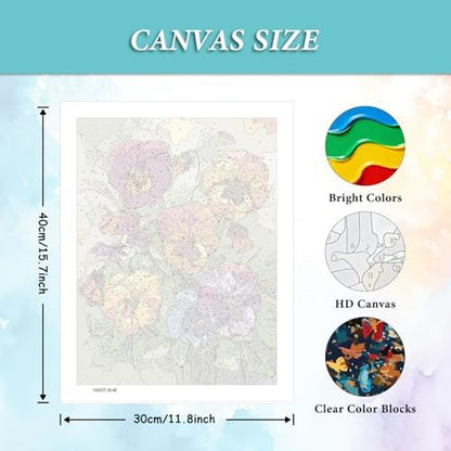 AIBOERL Paint by Numbers Kit for Adults Beginner, Pansies, 12X16In - Image 4