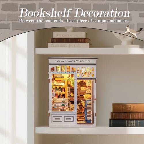 CUTEBEE Book Nook Kit - DIY Miniature House Dollhouse Kit for Adults and Teens, Booknook Tiny House Bookshelf Decor 3D Wooden Puzzle, Gifts for Family, Friends (The Scholar's Bookstore) - Image 4