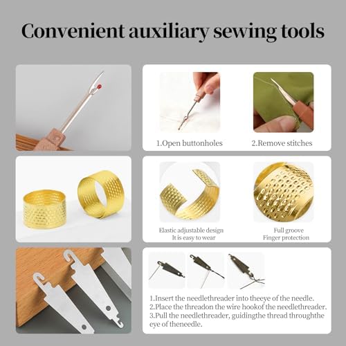 Obear 45-Piece Sewing Kit for Adults and Beginners,Big Eye Stainless Steel Sewing Needles Kit for Hand Sewing with Storage Box and Portable Pouch - Image 4