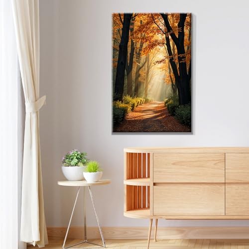 JOOZ Paint by Numbers Kit for Adults with Frame Forest Paint by Number with Easel Autumn Landscape Adult Paint by Number Kits Framed Canvas Tree Oil Painting Kits for Gift Home Wall Decor 8x12 Inch - Image 6