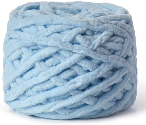 Pack Plush Chenille Chunky Yarn 100g (49.2yd) - Fluffy Velvet Yarn Crochet for Blanket Knitting and Crocheting - Baby Yarns for Crocheting Soft - Amigurumi Yarns (Lake Blue) by OMoiut