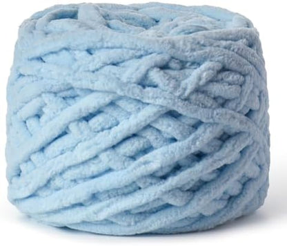 Pack Plush Chenille Chunky Yarn 100g (49.2yd) - Fluffy Velvet Yarn Crochet for Blanket Knitting and Crocheting - Baby Yarns for Crocheting Soft - Amigurumi Yarns (Lake Blue) by OMoiut