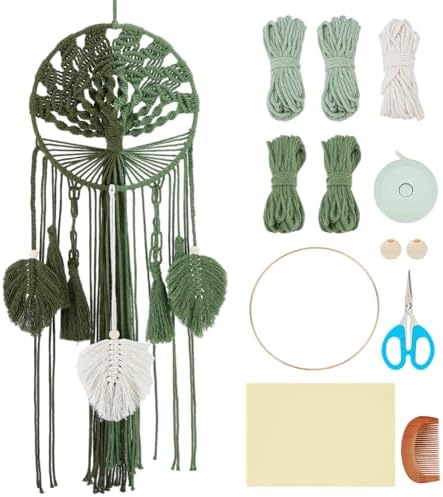 Tree of Life Macrame Kit for Adults Beginners Dream Catcher Macrame Leaf Wall Hanging Kits Decor with Video Tutorials Handmade Woven Boho Home Decor for Bedroom Dorm Decoration by ACRNIGHEET