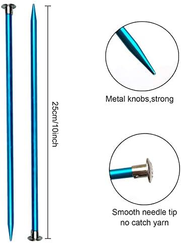 Weabetfu Aluminum Metal Knitting Needle,Colored Straight Single Pointed,10-inch Length for Handmade DIY Knitting,Size US 10(6.0mm) - Image 3