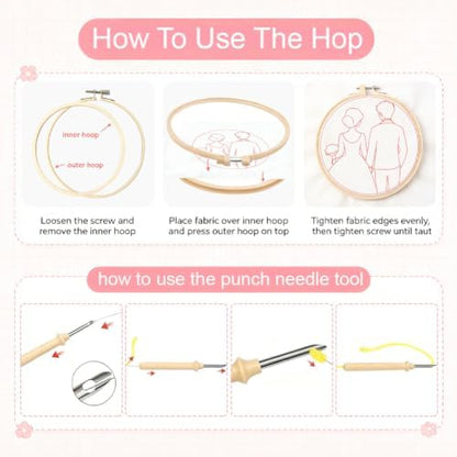 BEUNITONE 2 Pcs Sweet Couple Wedding Punch Needle Kits for Adults Beginner - Image 4