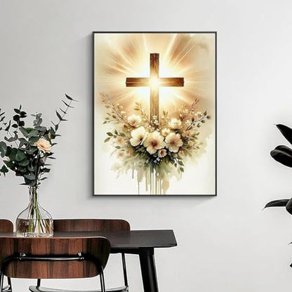 MjhRcll Crucifixion Stamped Cross Stitch Kits, Cross Stitch Ornament Kits for Adults Beginners, Counted Embroidery Needlepoint Kits Home Decor 12x16 Inch - Image 3