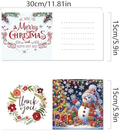 jinglinhh 6pcs Christmas Series Snowman Santa Gifts Diamond Art Painting Greeting Cards with Envelopes, DIY Card Making Kits for Adults, Diamond Art Postcards Holiday Cards Craft Gifts - Image 2