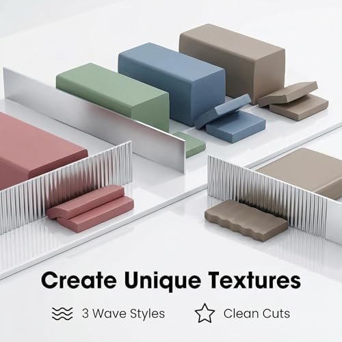 Polymer Clay Cutters - Premium Stainless Steel Clay Cutting Tools Set with 2 Straight Tissue Blades for Polymer Clay, 3 Curved Wave Blades, Professional Clay Slicing Tool Kit -Protect Fingers - Image 6