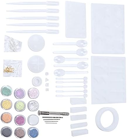 94Pcs Silicone Jewelry, Reusable Resin Casting for DIY Pendant Earrings Necklace Craft Kit with Glitter Sequins and Tools for Jewelry Making - Image 6