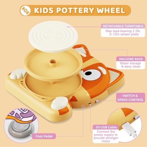 Pottery Wheel for Kids, Complete Pottery Kit for Beginners, Arts and Crafts for Kids Ages 8-12, with Air Dry Clay Painting Kit Sculpting Tools, Birthday Gift for Boys Girls 6 7 8 9 10 11 12 (Dog) - Image 5