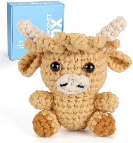 CrochetBox Highland Cow Crochet Kit for Beginners, Easy Craft for Adults by CROCHETBOX