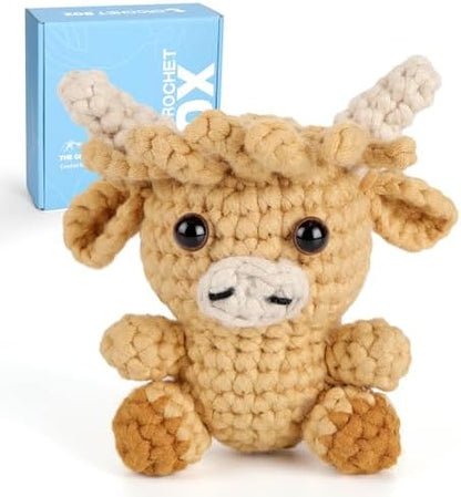 CrochetBox Highland Cow Crochet Kit for Beginners, Easy Craft for Adults by CROCHETBOX