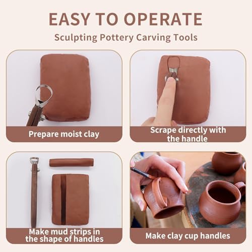 Sthmeyue Mug Handle Carving Tool, Pottery Handle Making Tools Set,5 PCS Walnut Wood Handle Sculpting & Carving Tools, Durable & Comfortable, Ideal for Shaping Clay Cup Handles - Image 5