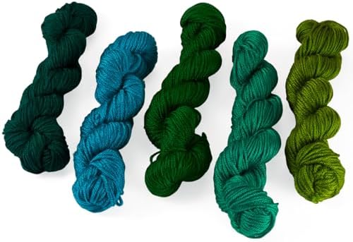 Cheriswelry 5 Skeins Acrylic Fiber Yarn for Weaving Knitting Crochet 2mm Green Theme Soft Craft Sewing Cord Threads Multicolor Skeins Yarn kit for Beginners Adults by Cheriswelry