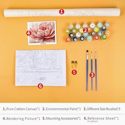 TUMOVO Paint by Numbers Kit for Adults Beginner Pink Flower Canvas Art - Image 3
