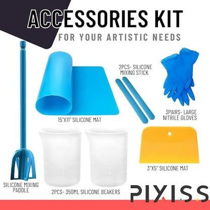 Epoxy Resin Mold Kit 1 Gallon – Pixiss Crystal Clear 1:1 Easy-Mix Epoxy Resin Kit with Art Supplies for Casting, Resin Art & Molds - Image 5