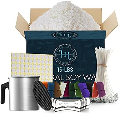 Hearth & Harbor DIY Candle Making Kit for Adults and Kids, Candle Making Supplies, 15Lbs. Soy Candle Wax Flakes, Soy Candle Kit Making, Premium Candle Making Set,White by HearthHarbor