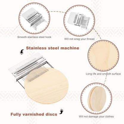 MECCANIXITY Mini Darning Loom, 21 Hooks Wood Weaving Knitting Machine with Knitting Needles and Buckle for Repair Jeans Socks DIY Craft, Knit Patch Loom Weave Tool,Silver - Image 3