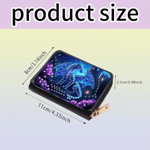 Santiway DIY Diamond Art Painting Kit - PU Leather Credit Card Holder Wallet & Coin Purse with Dragon Pattern, Zipper Organizer 4.33x3.14in for Adults​ - Image 5