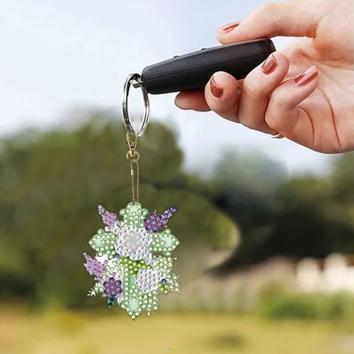 15 pcs Summer Theme Diamond Art Keychain Ornaments Double Sided 5D DIY Diamond Painting Keychain Kits for Adults Key Ring Art Pendant Decor (Cross) - Image 3