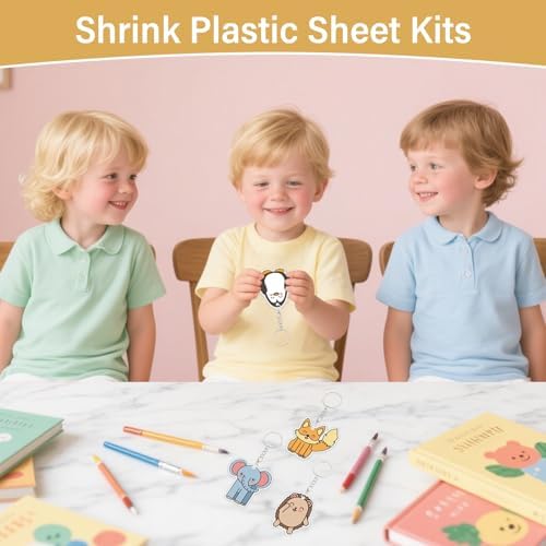 161 Pcs Shrink Paper Keychain Kit,30 Shrink Plastic Sheets for Kids - Image 6