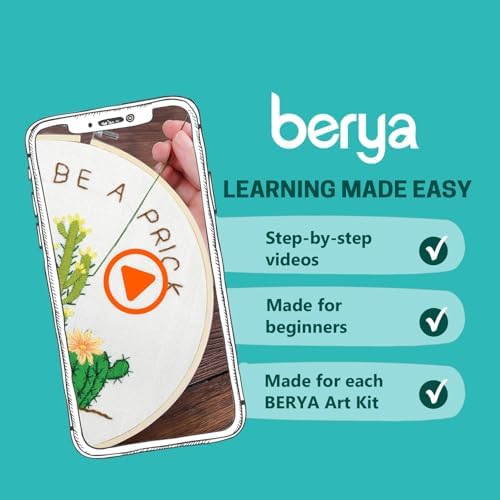 BERYA Cactus Embroidery Kit Including Video Step by Step Instructions Embroidery Hoop,Color Threads and Embroidery Scissors for Beginners-Handmade Needlepoint Kits for Adults - Image 5