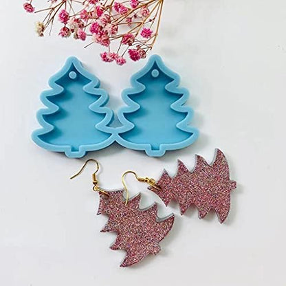 1Pc Blue Christmas Pine Tree Earrings Epoxy Resin Silicone Mold Epoxy Resin Casting Molds for Jewelry Making Jewelry Casting Supplies - Image 4