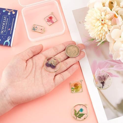 SUNNYCLUE 1 Box 8 Styles Resin Pressed Flower Charms Dried Flowers Charms Transparent Alloy Natural Plant Pendants for Jewelry Making Charms Necklace Keychains Wedding Christmas Women Beginners - Image 3