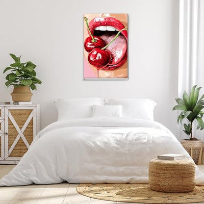 Bowetile Framed Red Lips Paint by Numbers for Adults, 8x12in - Image 4