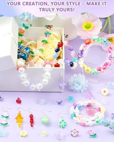 FIVEIZERO Flower Charms, 100PCS Resin Flower Beads, 13 Colors - Image 5