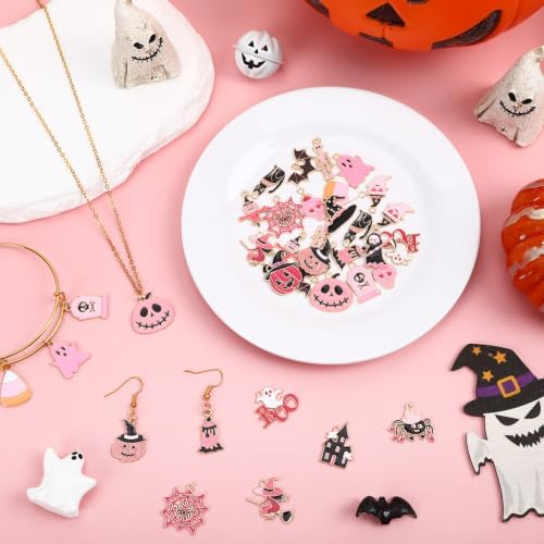 MARFOREVER 40 Pcs/20 Pairs Pink Halloween Charms for Jewelry Making - Image 5